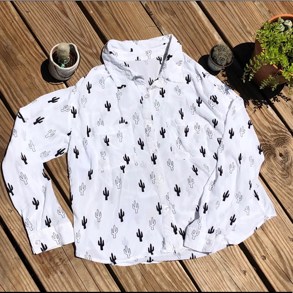 Western CACTUS Long Sleeve Button Up Shirt